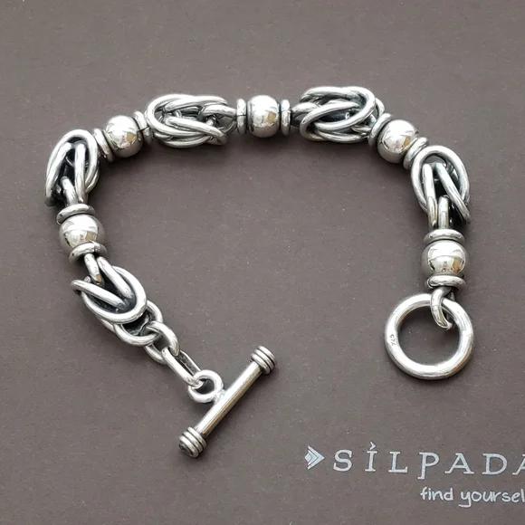 FLASH SALE! Silpada Rare Sterling Silver Byzantine Toggle Vintage Bracelet B0204 - Picture 6 of 15
